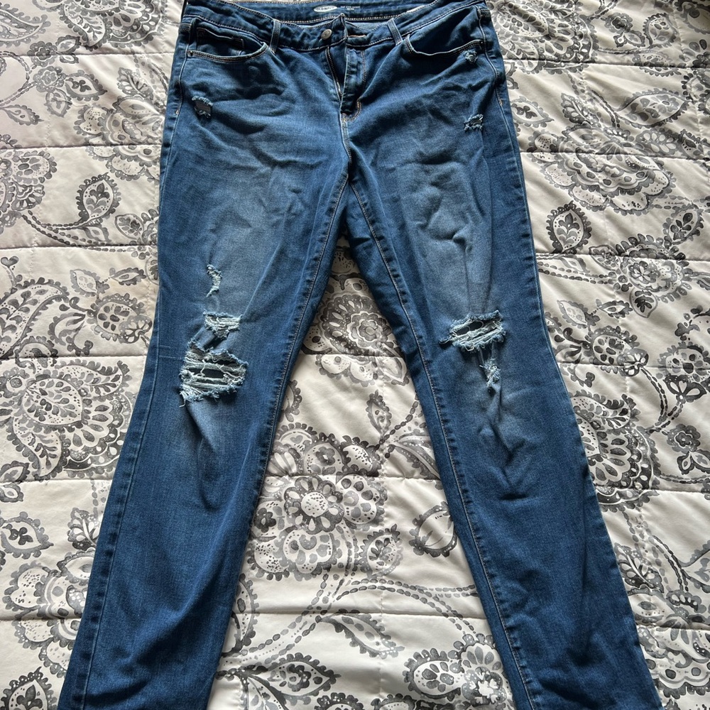 Old Navy Women's Distressed Skinny Jeans - Blue